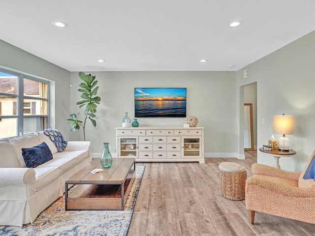 living room featuring light hardwood / wood-style flooring