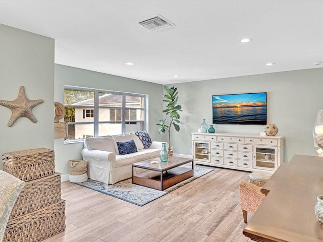 living room featuring light wood-type flooring