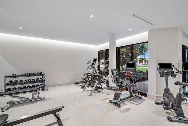 gym featuring carpet floors