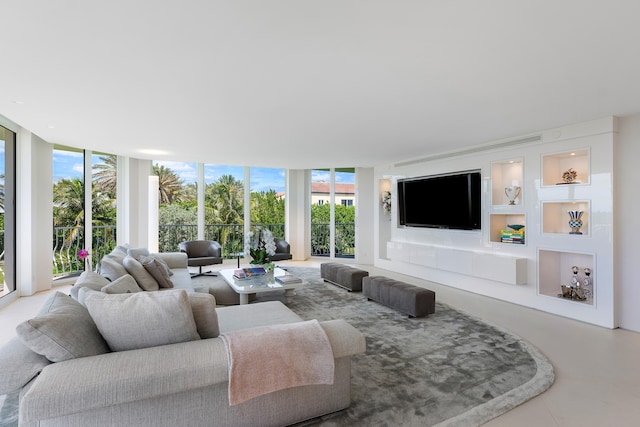 living room featuring expansive windows