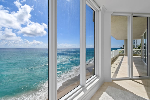 interior space with a view of the beach