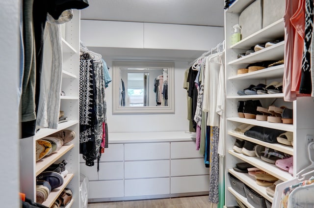 spacious closet with light wood-type flooring