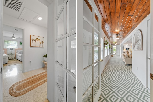 8045 W Lake Dr, Lake Clarke Shores, FL 33406 - hall with wooden ceiling and baseboards