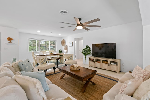8045 W Lake Dr, Lake Clarke Shores, FL 33406 - living area with a ceiling fan