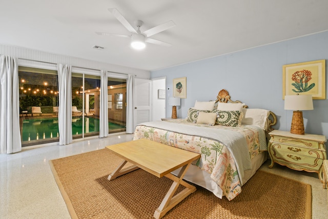 8045 W Lake Dr, Lake Clarke Shores, FL 33406 - bedroom with ceiling fan and speckled floor