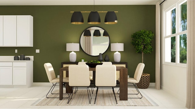 dining room with light tile patterned floors