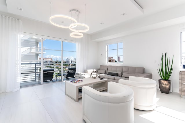 living room featuring a healthy amount of sunlight