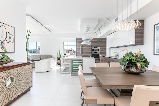 dining area with wine cooler