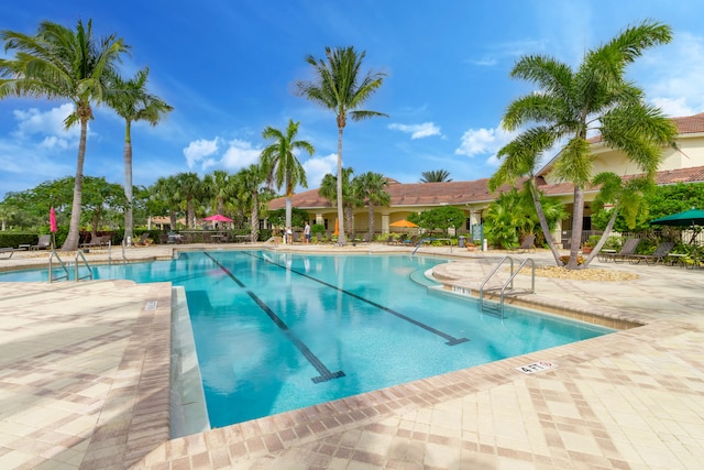 view of pool featuring a patio area