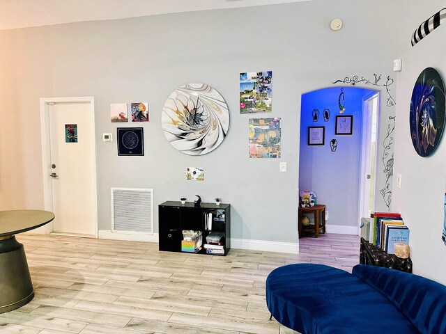 living room featuring light hardwood / wood-style floors