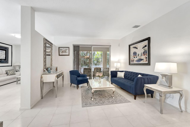 view of tiled living room