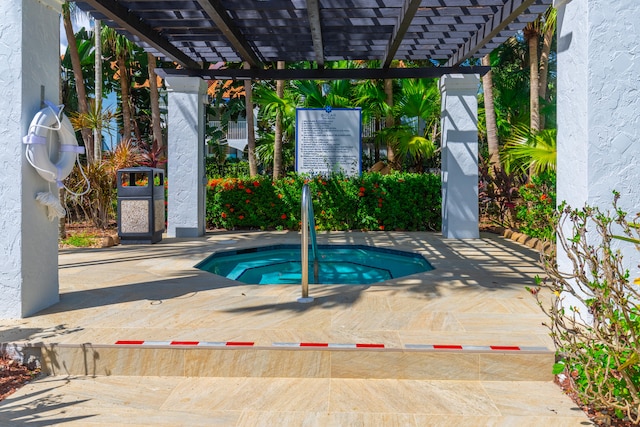 view of pool featuring a pergola and a patio area