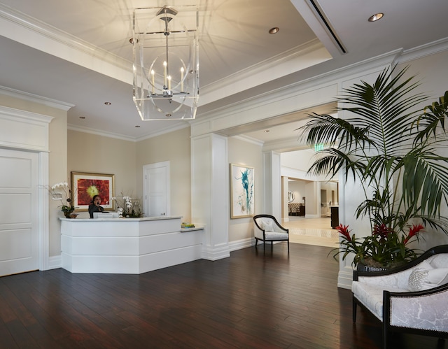 welcome area featuring a chandelier