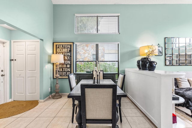 dining area featuring light tile patterned floors