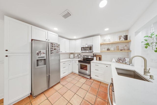 kitchen with white cabinets, stainless steel appliances, and sink