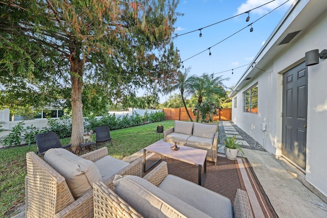 view of patio / terrace featuring an outdoor hangout area