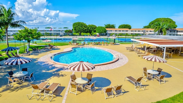 view of pool with a patio area