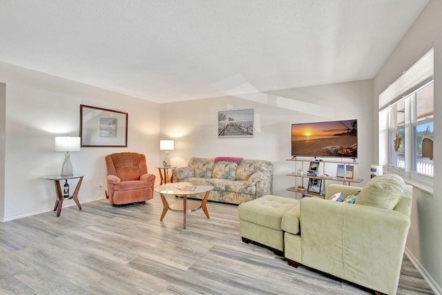 living room with light hardwood / wood-style flooring