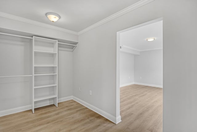 spacious closet with light hardwood / wood-style flooring