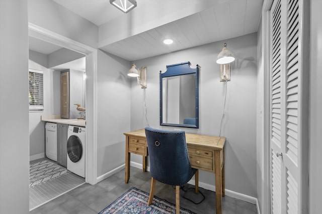 office area with washer / clothes dryer