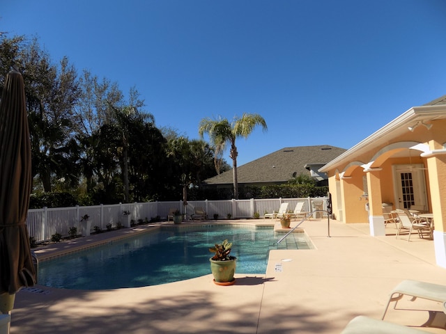 view of swimming pool with a patio