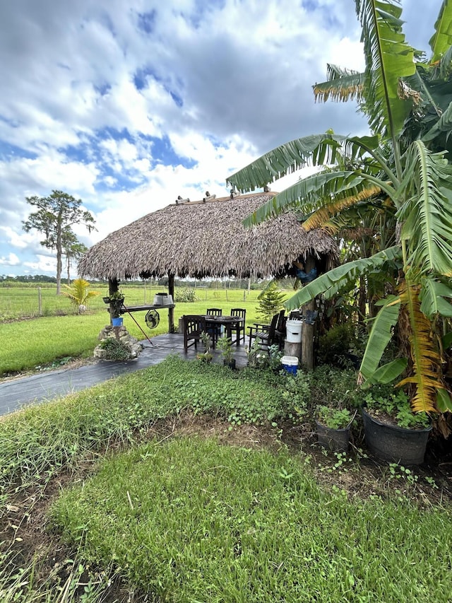 view of yard with a rural view