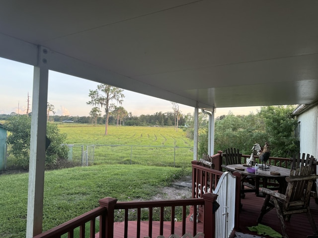 view of yard with a rural view