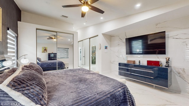 bedroom featuring ceiling fan