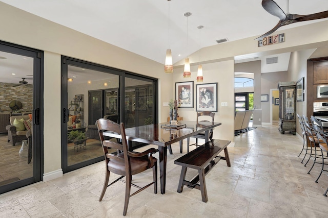 dining room with ceiling fan