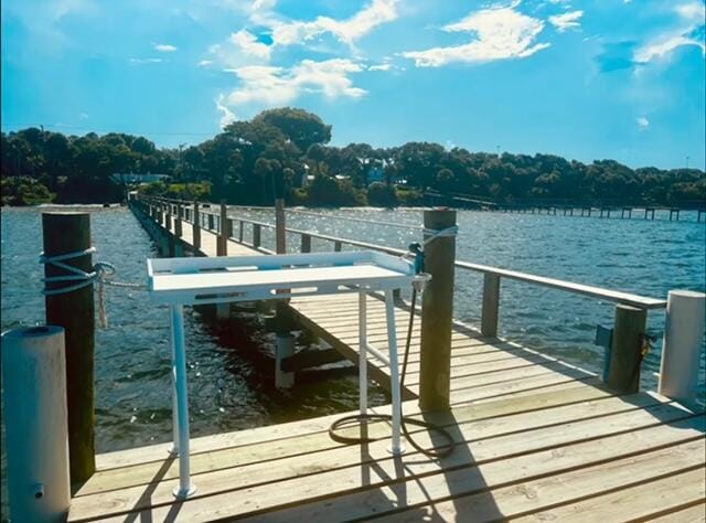 view of dock featuring a water view