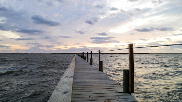 dock area with a water view