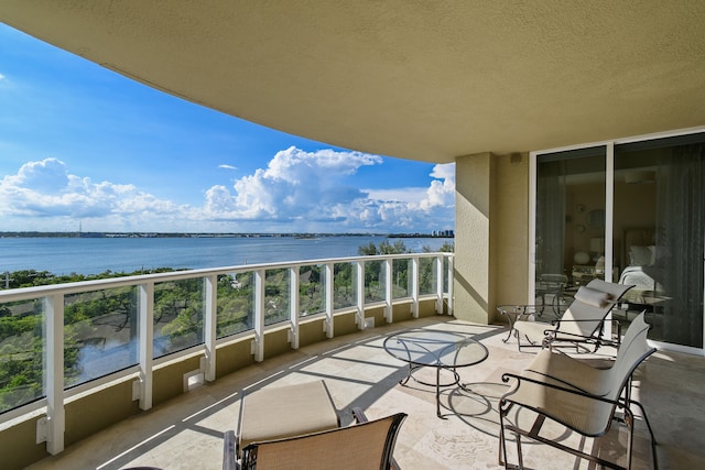 balcony with a water view