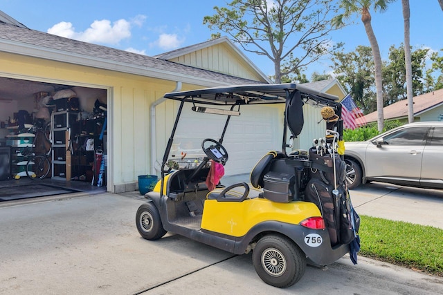 view of side of property featuring a garage