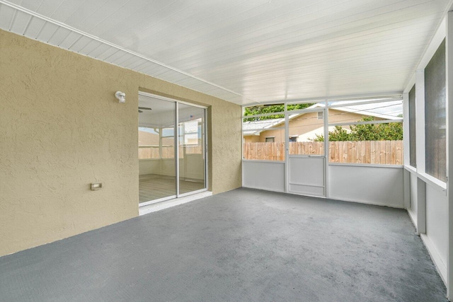 view of unfurnished sunroom