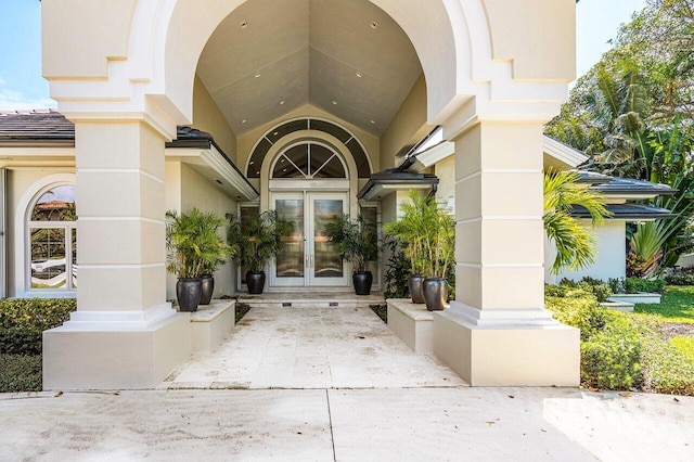 doorway to property featuring french doors