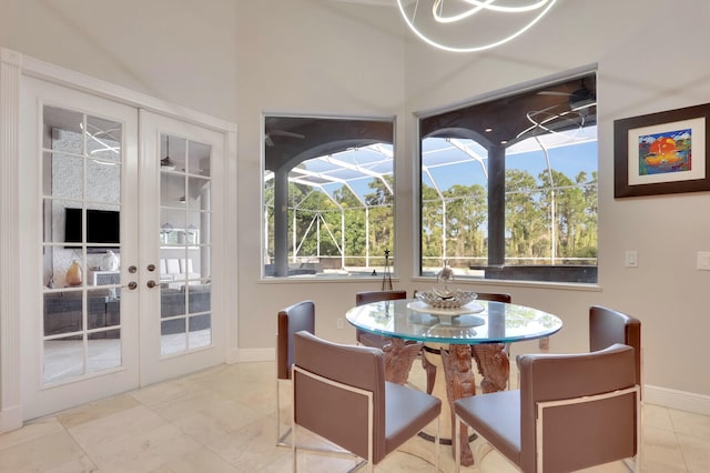 sunroom / solarium with french doors