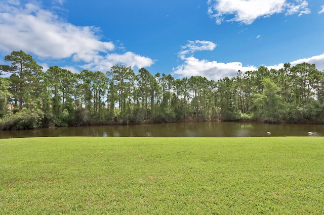 view of yard with a water view