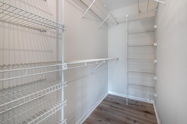 walk in closet featuring dark hardwood / wood-style floors