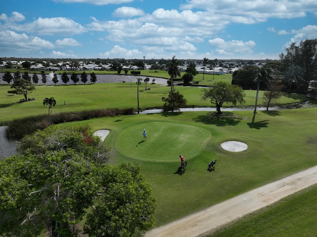 view of community with a water view and a yard