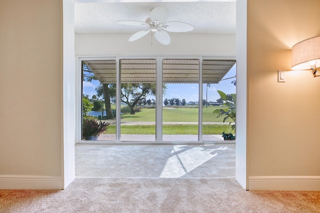 spare room featuring plenty of natural light and light colored carpet