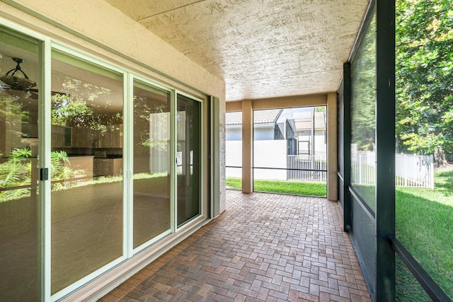 view of unfurnished sunroom