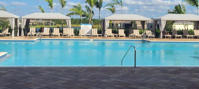 view of pool featuring a gazebo