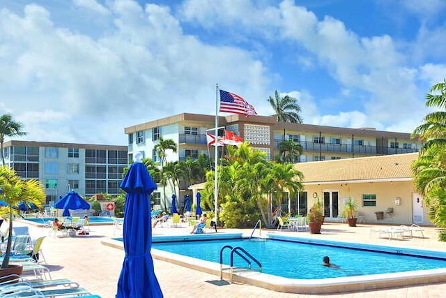 pool featuring a patio area