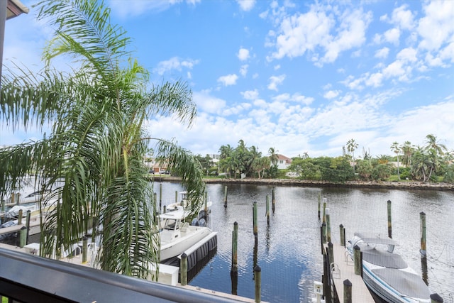 view of dock featuring a water view