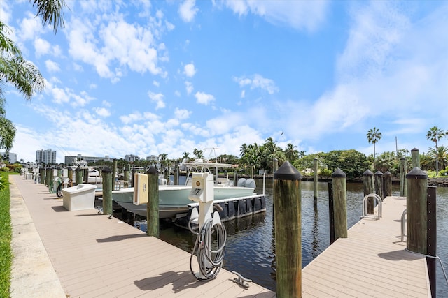 dock area featuring a water view