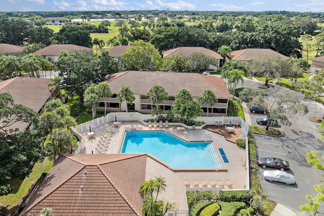 view of swimming pool featuring a patio area