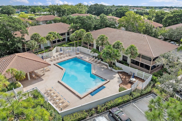 view of swimming pool with a patio area