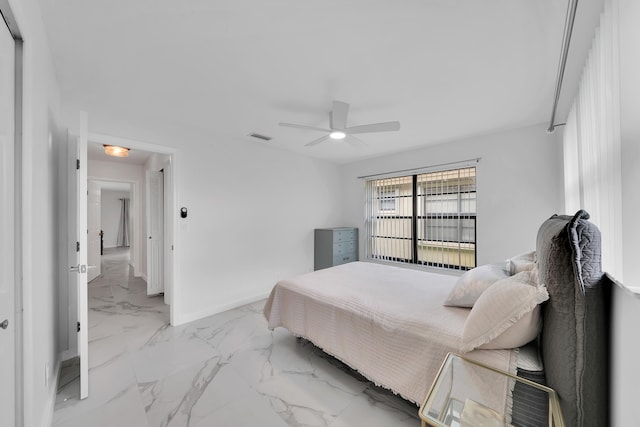 bedroom featuring ceiling fan