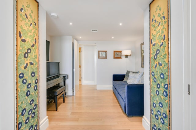 living room with light wood-type flooring