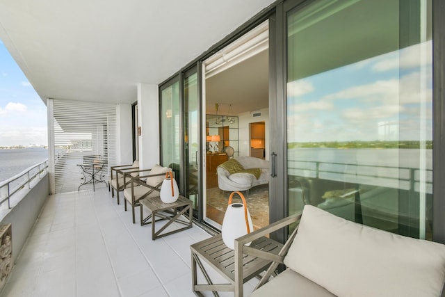 balcony with a water view